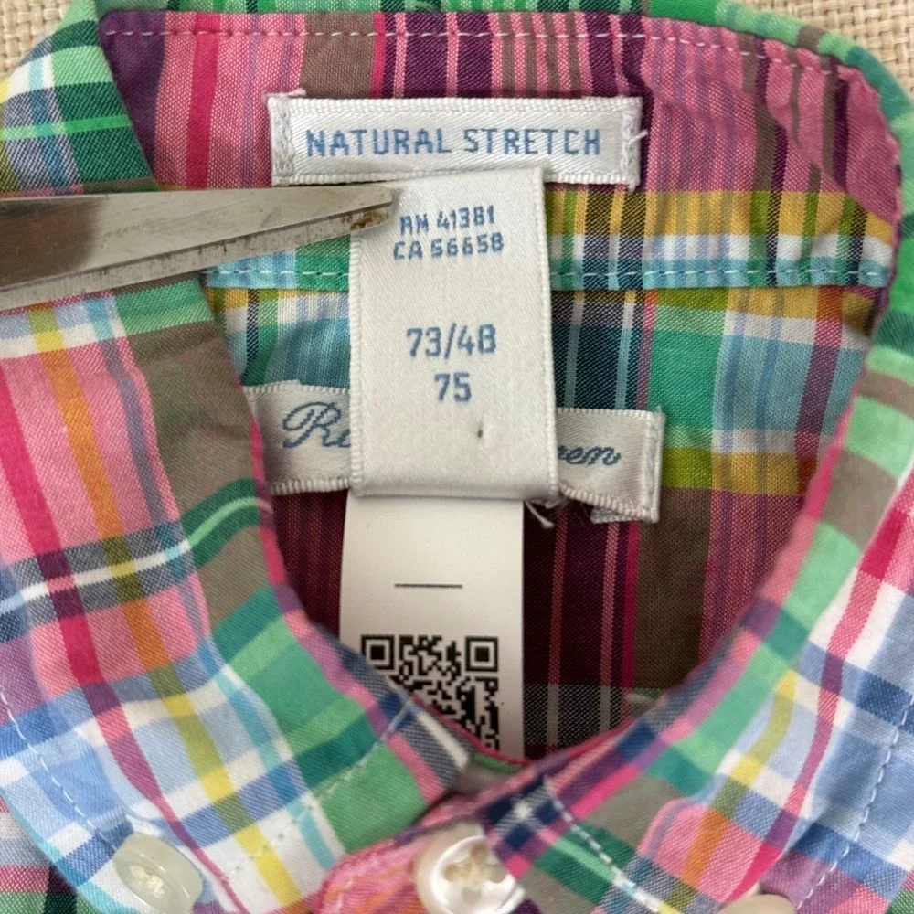 Ralph Lauren Baby Boys Multi Color Plaid Natural Stretch Button Down Shirt 9M